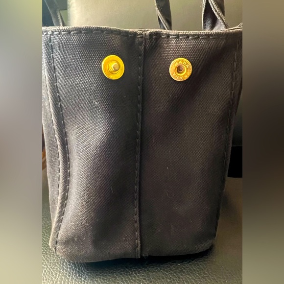 GUC Prada Canapa Denim Canvas PM Black Crossbody Hand Bag with Strap - Picture 4 of 12